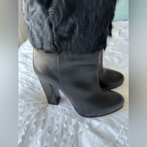 Vintage Christian Dior Black Fur Knee-high Boots 37.5 EU - Picture 15 of 16